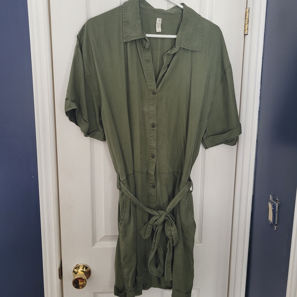 Olive Green Button-Up Jumpsuit